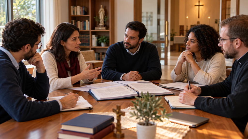 Reunião de governança em uma Nova Comunidade católica